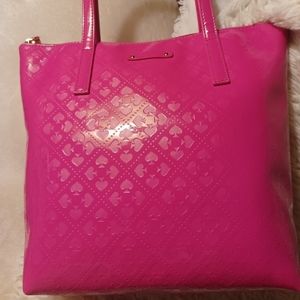 kate spade Hot Pink Patent Tote with Embossed Spade Pattern